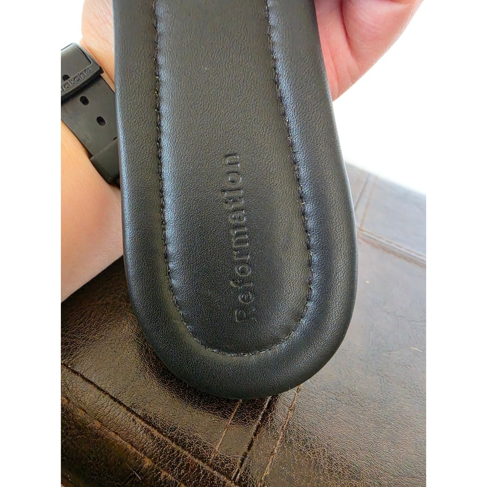 REFORMATION Mikki Twist Black Leather BowMinimalist Resort SquareSandals sz 9.5 - Picture 8 of 9
